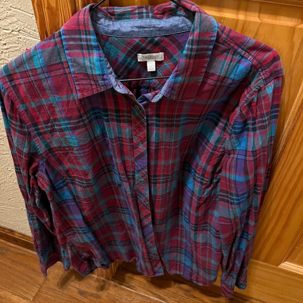 Talbots size large womens plaid shirt